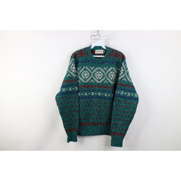 Vtg 90s American Eagle Outfitters Mens M Wool Blend Knit Fair Isle Sweater USA